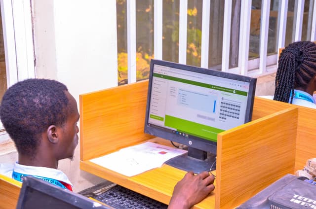 Student focused on practice